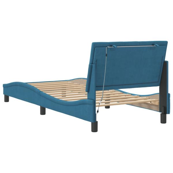Bettgestell mit LED-Leuchten Blau 80x200 cm Samt