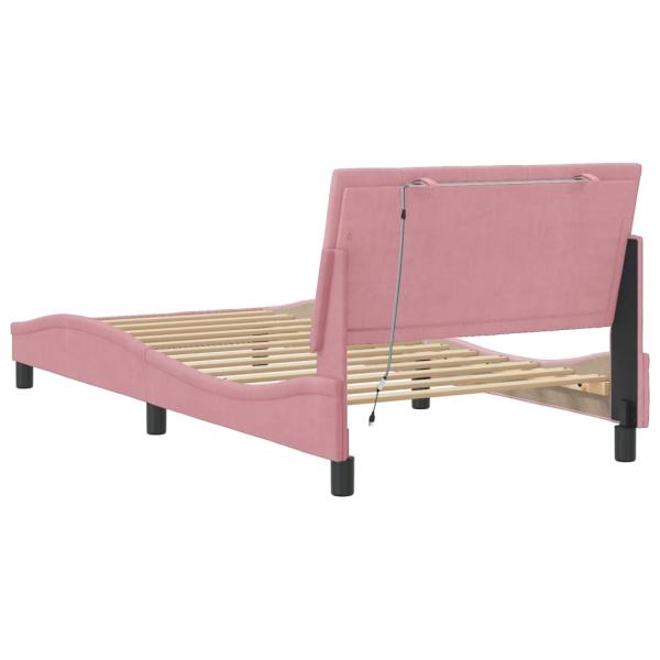 Bettgestell mit LED-Leuchten Rosa 100x200 cm Samt