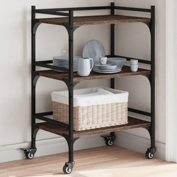 ARDEBO.de - Küchenwagen Braun Eichen-Optik 50x35x75,5 cm Holzwerkstoff