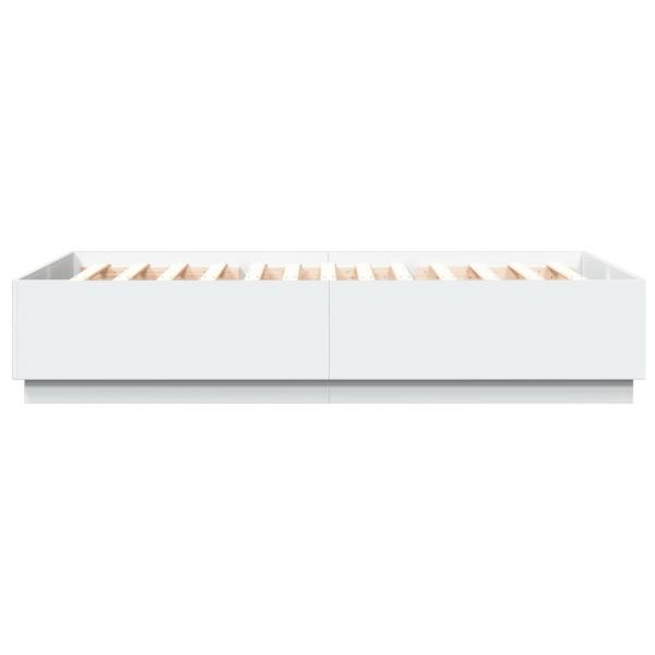 Bettgestell mit LED Weiß 120x200 cm Holzwerkstoff