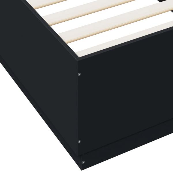 Bettgestell mit LED Schwarz 100x200 cm Holzwerkstoff