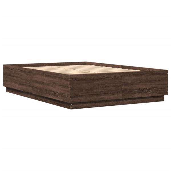 ARDEBO.de - Bettgestell mit LED Braun Eichen-Optik 120x200 cm Holzwerkstoff