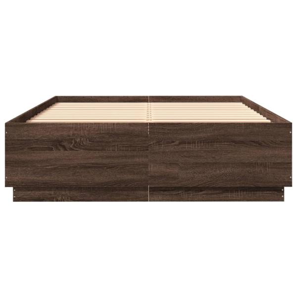 Bettgestell mit LED Braun Eichen-Optik 120x200 cm Holzwerkstoff