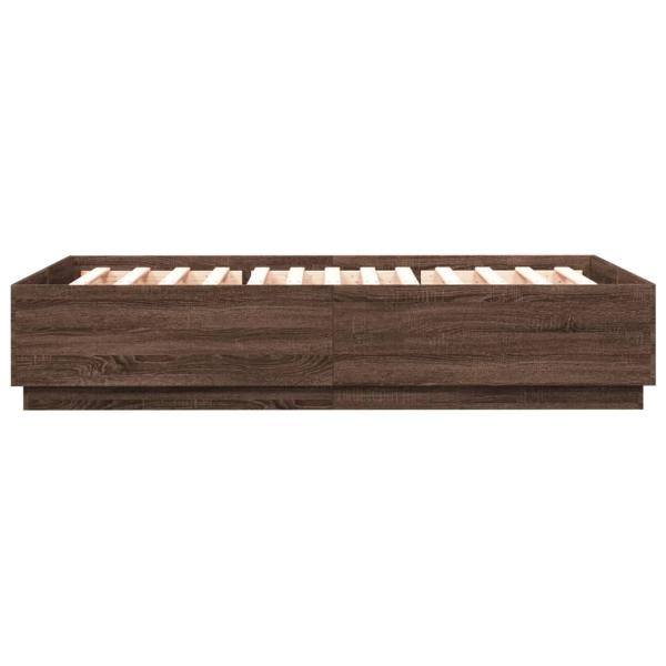Bettgestell mit LED Braun Eichen-Optik 120x200 cm Holzwerkstoff