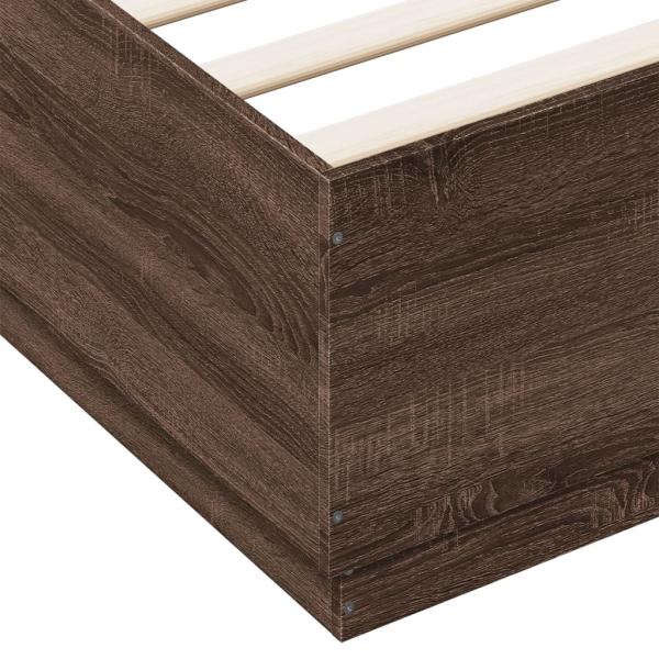 Bettgestell mit LED Braun Eichen-Optik 120x200 cm Holzwerkstoff