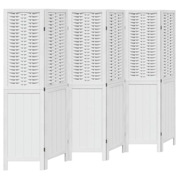 6-tlg. Raumteiler Weiß Massivholz Paulownia