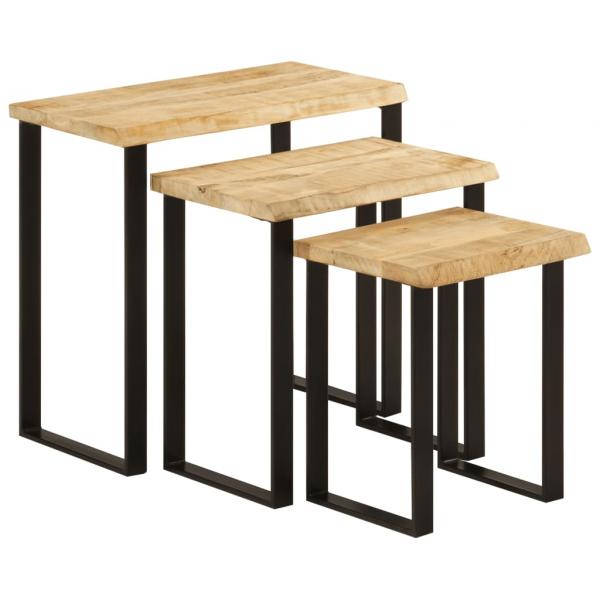 ARDEBO.de - Satztische mit Baumkante 3 Stk. Massivholz Mango