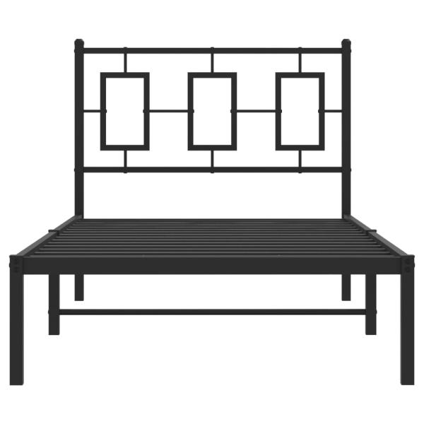 Bettgestell mit Kopfteil Metall Schwarz 90x190 cm