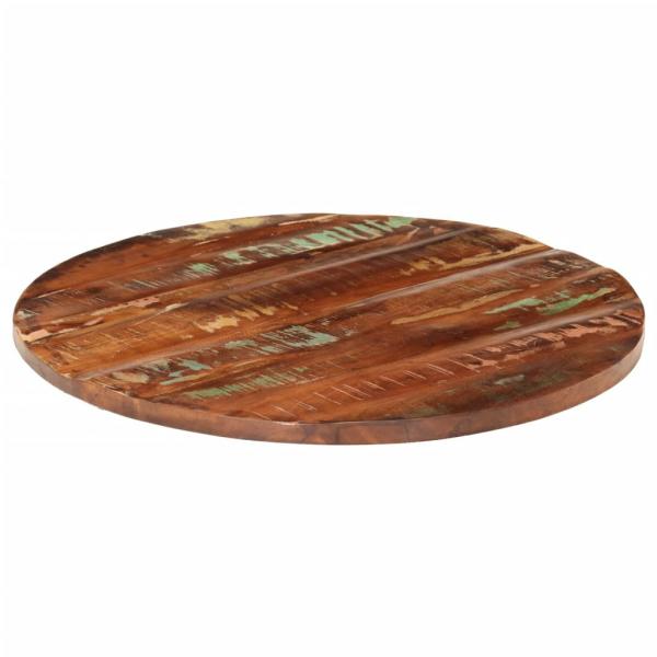 Tischplatte Ø 70x3,8 cm Rund Altholz Massiv