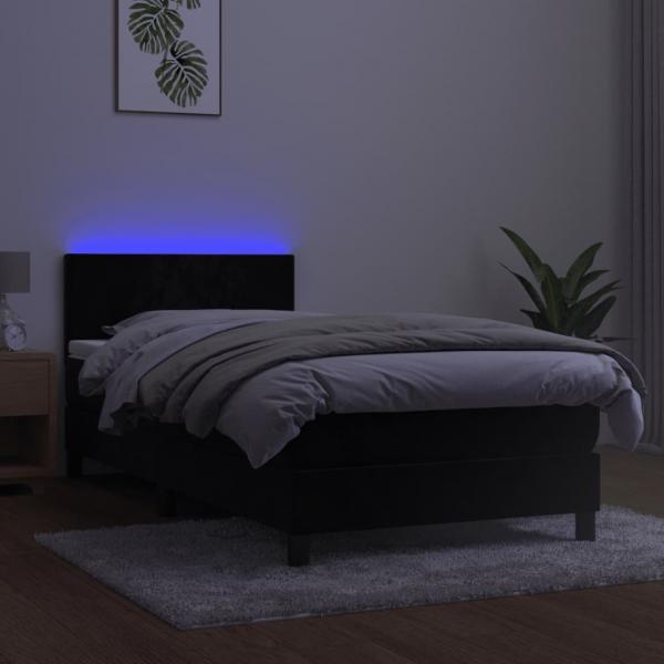 Boxspringbett mit Matratze & LED Schwarz 80x200 cm Samt