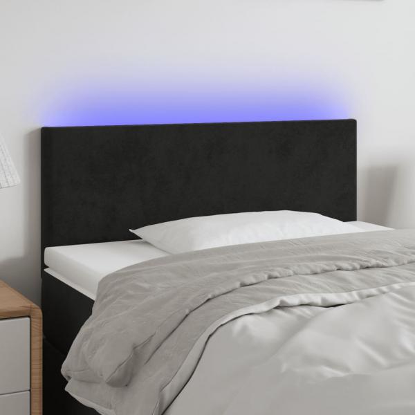 ARDEBO.de - LED Kopfteil Schwarz 100x5x78/88 cm Samt