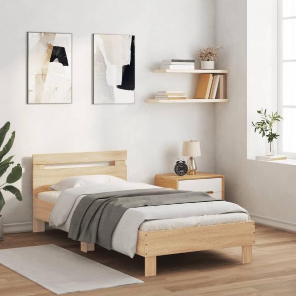 Bettgestell mit Kopfteil Sonoma-Eiche 100x200 cm Holzwerkstoff