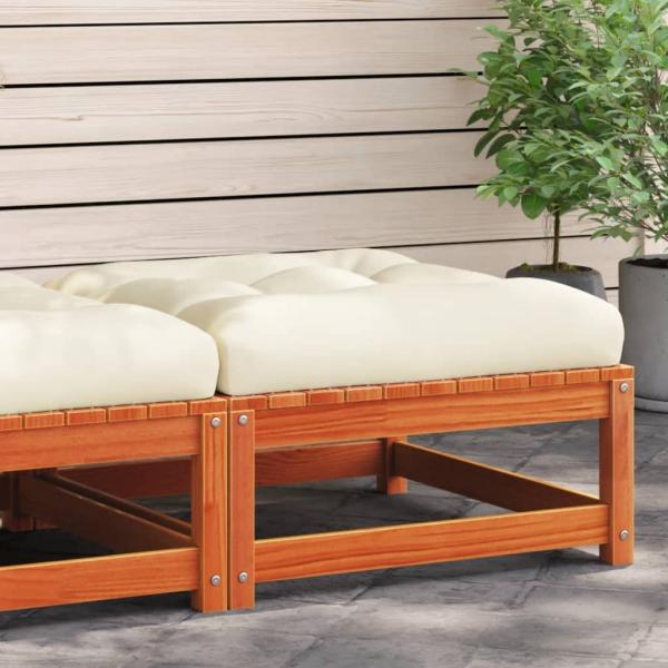 ARDEBO.de - Gartenhocker mit Kissen Wachsbraun Massivholz Kiefer