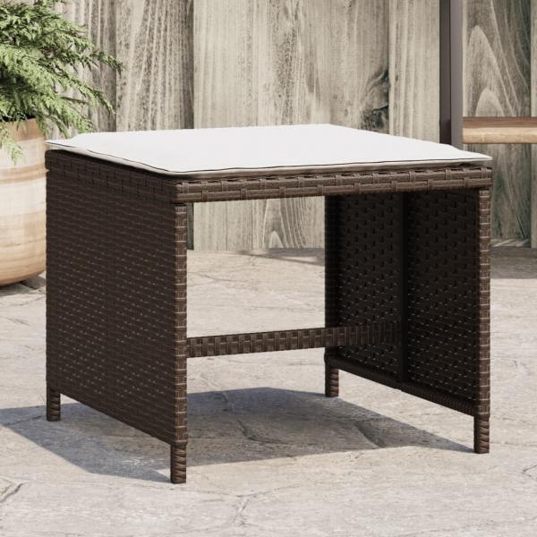 ARDEBO.de - Gartenhocker mit Kissen 4 Stk. Braun 41x41x36 cm Poly Rattan