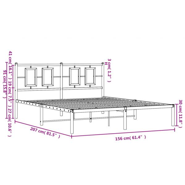 Bettgestell mit Kopfteil Metall Schwarz 150x200 cm