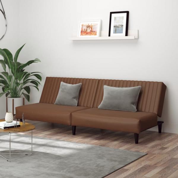 ARDEBO.de - Schlafsofa 2-Sitzer Braun Kunstleder