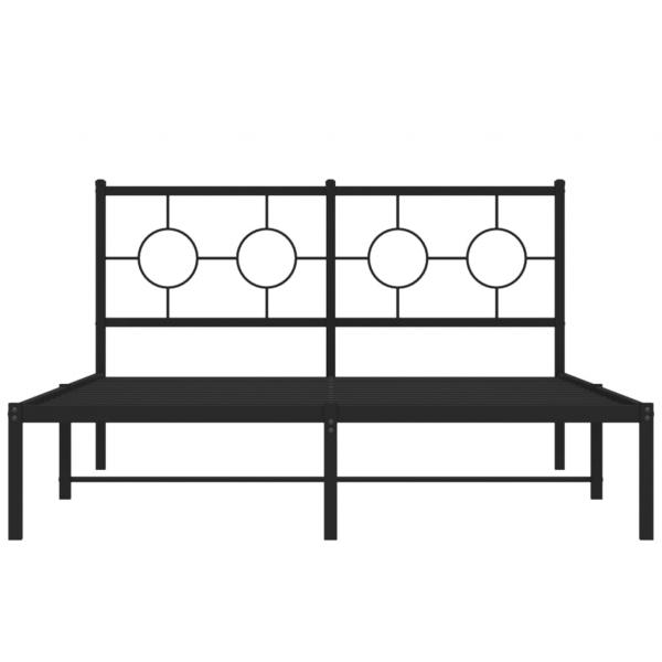 Bettgestell mit Kopfteil Metall Schwarz 135x190 cm