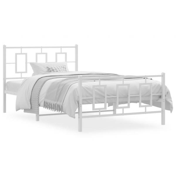 ARDEBO.de - Bettgestell mit Kopf- und Fußteil Metall Weiß 107x203 cm
