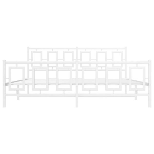 ARDEBO.de - Bettgestell mit Kopf- und Fußteil Metall Weiß 180x200 cm