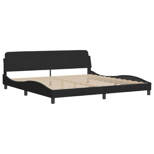 Bettgestell mit LED Schwarz 200x200 cm Samt