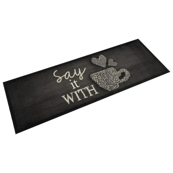 ARDEBO.de - Küchenteppich Waschbar Tasse Schwarz 60x180 cm Samt