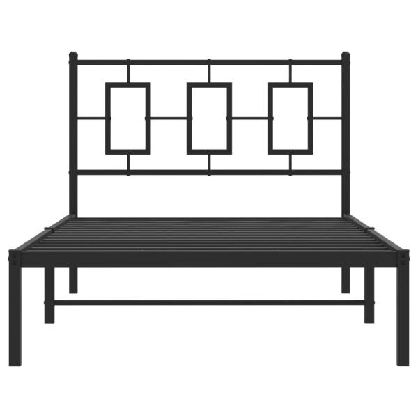 Bettgestell mit Kopfteil Metall Schwarz 100x200 cm