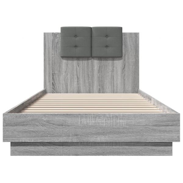 Bettgestell mit Kopfteil Grau Sonoma 100x200 cm Holzwerkstoff
