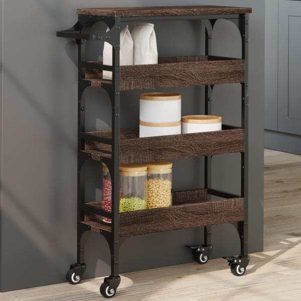 ARDEBO.de - Küchenwagen Braun Eichen-Optik 53x20x76 cm Holzwerkstoff