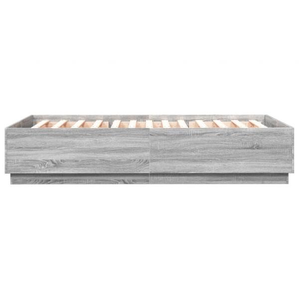 Bettgestell mit LED Grau Sonoma 140x200 cm Holzwerkstoff