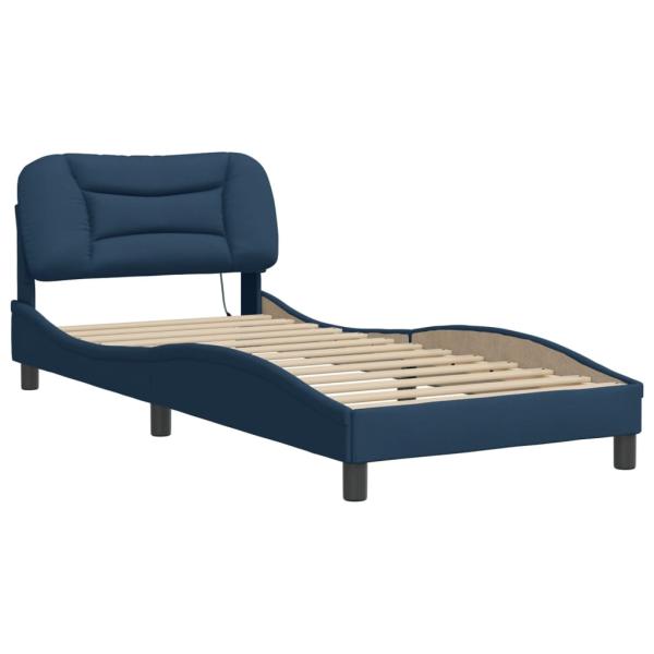 Bettgestell mit LED Blau 90x190 cm Stoff