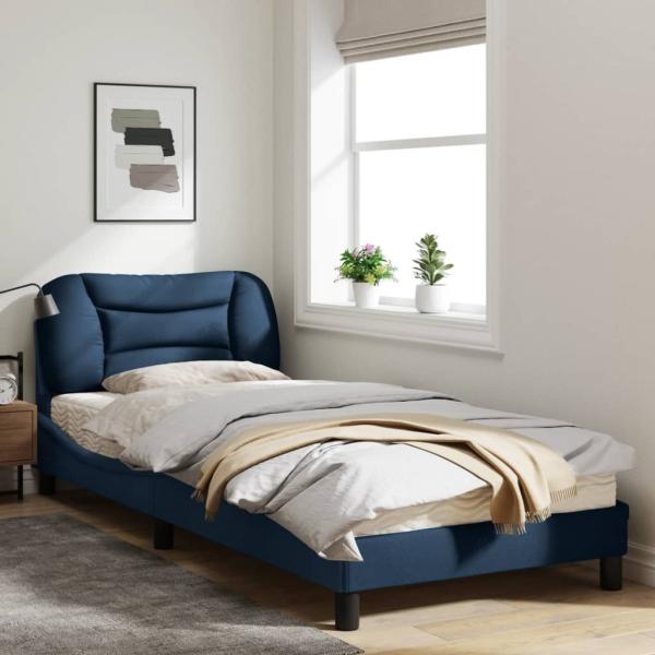 Bettgestell mit LED Blau 90x190 cm Stoff