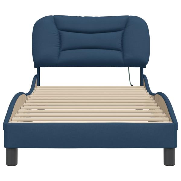 Bettgestell mit LED Blau 90x190 cm Stoff