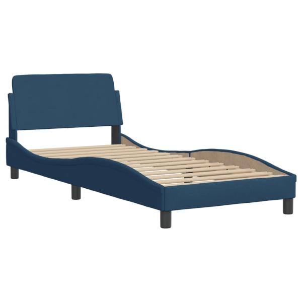 Bettgestell mit LED Blau 90x190 cm Stoff