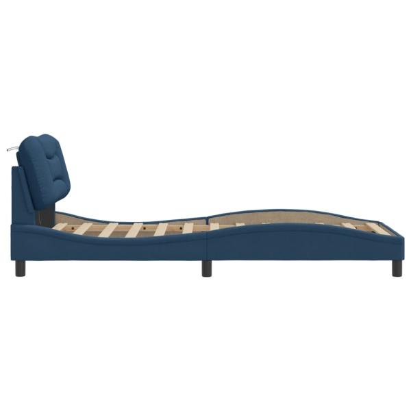 Bettgestell mit LED Blau 90x190 cm Stoff