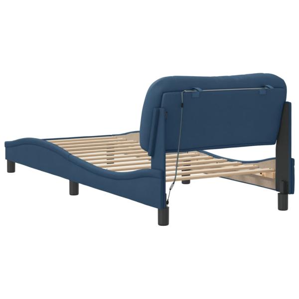 Bettgestell mit LED Blau 90x190 cm Stoff