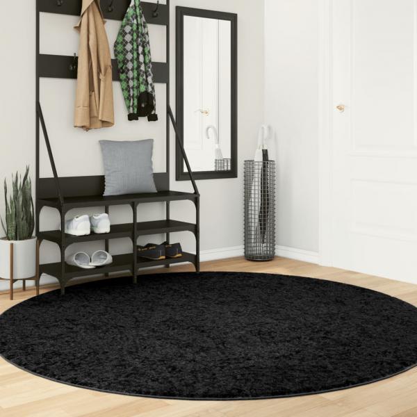 ARDEBO.de - Teppich OVIEDO Kurzflor Schwarz Ø 200 cm