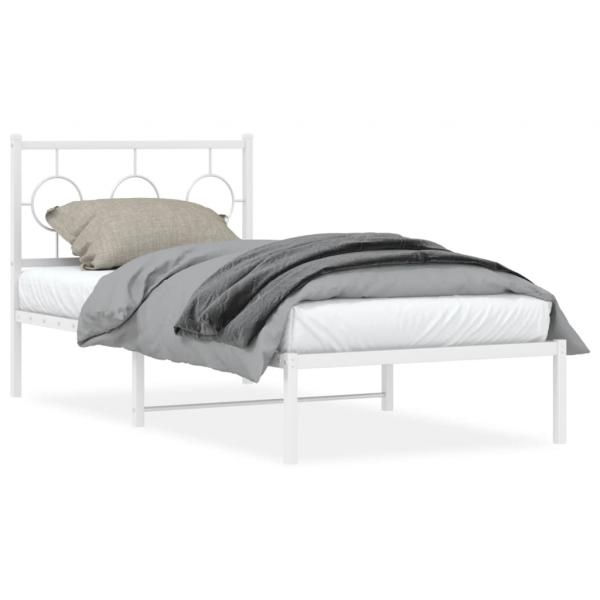 ARDEBO.de - Bettgestell mit Kopfteil Metall Weiß 90x190 cm