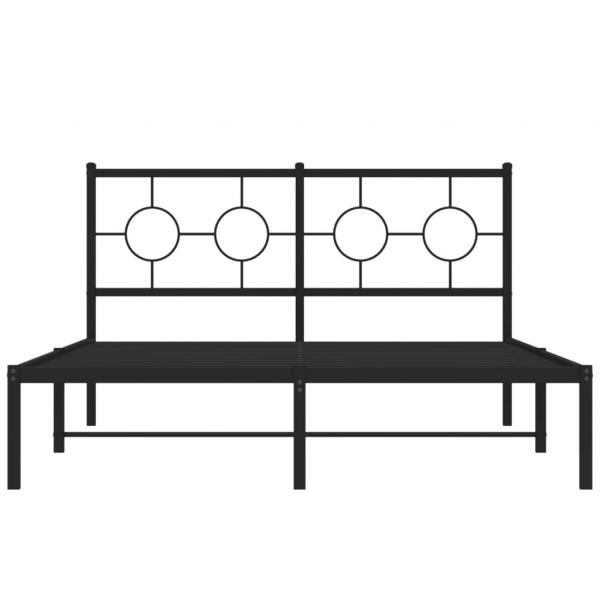 Bettgestell mit Kopfteil Metall Schwarz 140x200 cm