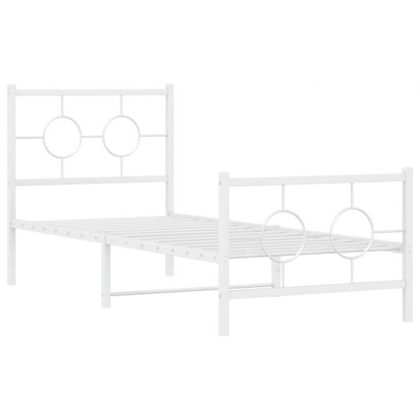 Bettgestell mit Kopf- und Fußteil Metall Weiß 80x200 cm