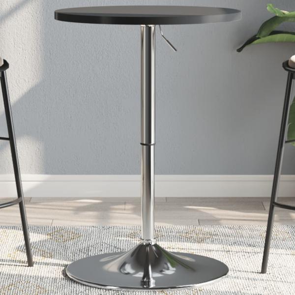 ARDEBO.de - Bartisch Schwarz 50x50x90 cm Holzwerkstoff Verchromter Stahl
