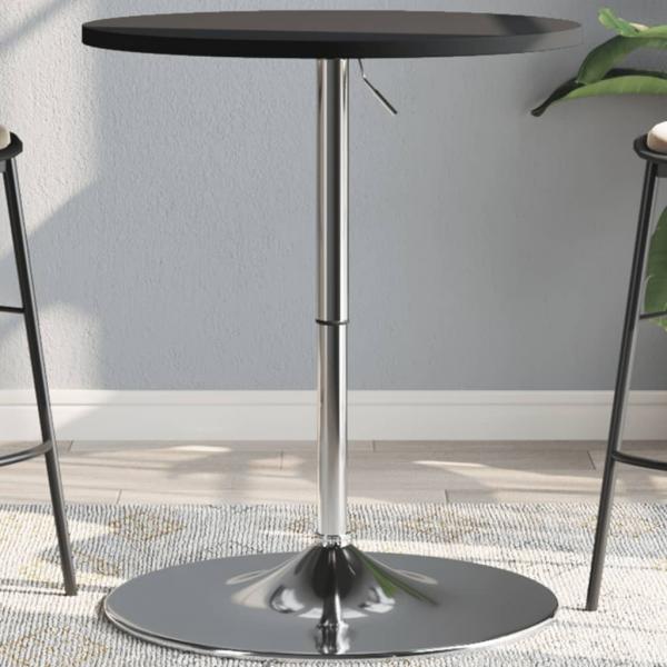 ARDEBO.de - Bartisch Schwarz 60x60x90 cm Holzwerkstoff Verchromter Stahl