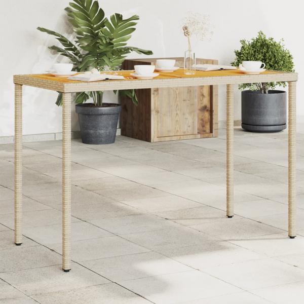 ARDEBO.de - Gartentisch mit Akazienholz-Platte 115x54x74 cm Poly Rattan