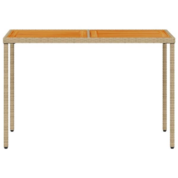 Gartentisch mit Akazienholz-Platte 115x54x74 cm Poly Rattan