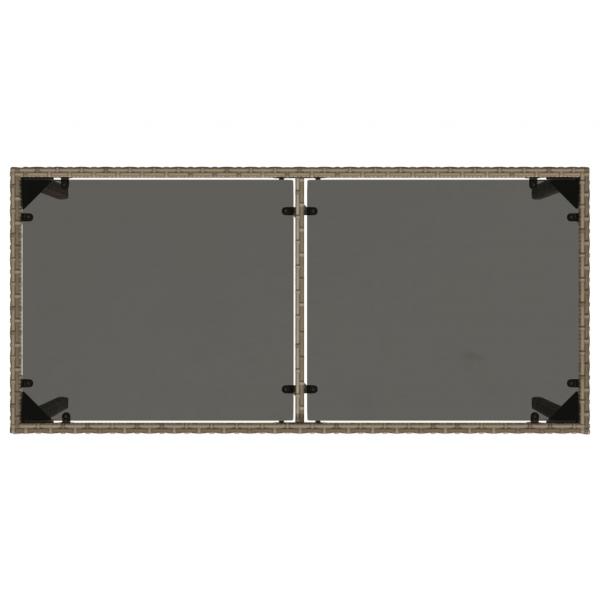 Gartentisch mit Glasplatte Grau 115x54x74 cm Poly Rattan