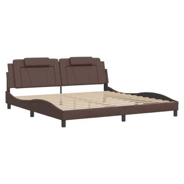 Bettgestell mit LED Braun 200x200 cm Kunstleder
