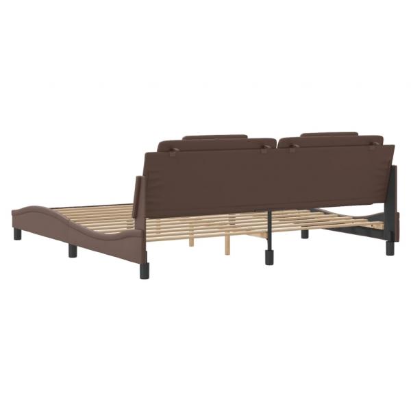 Bettgestell mit LED Braun 200x200 cm Kunstleder