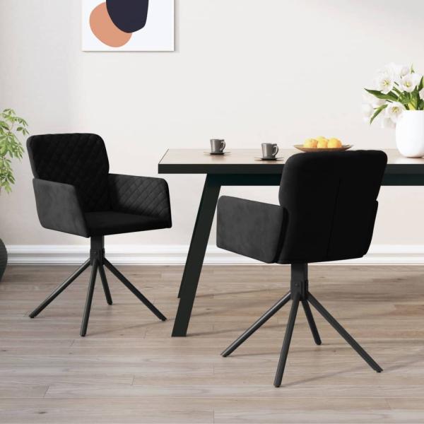 ARDEBO.de - Esszimmerstühle 2 Stk. Drehbar Schwarz Samt