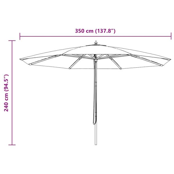 Sonnenschirm mit Holzmast 350 cm Schwarz