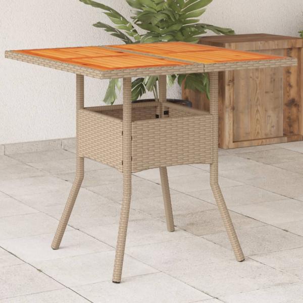 ARDEBO.de - Gartentisch Beige 80x80x75 cm Poly Rattan Akazienholz
