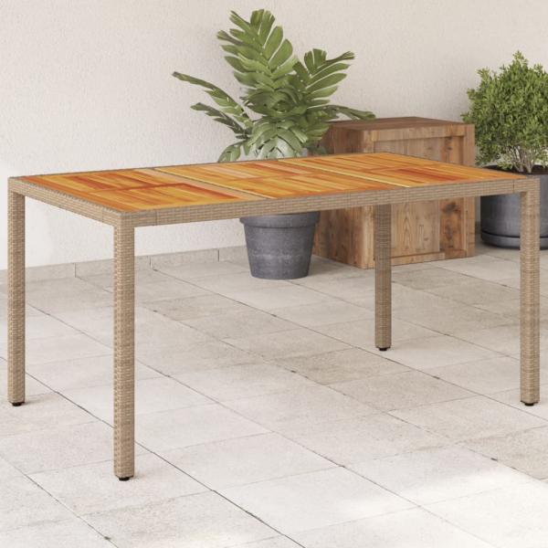 ARDEBO.de - Gartentisch Beige 150x90x75 cm Poly Rattan Akazienholz